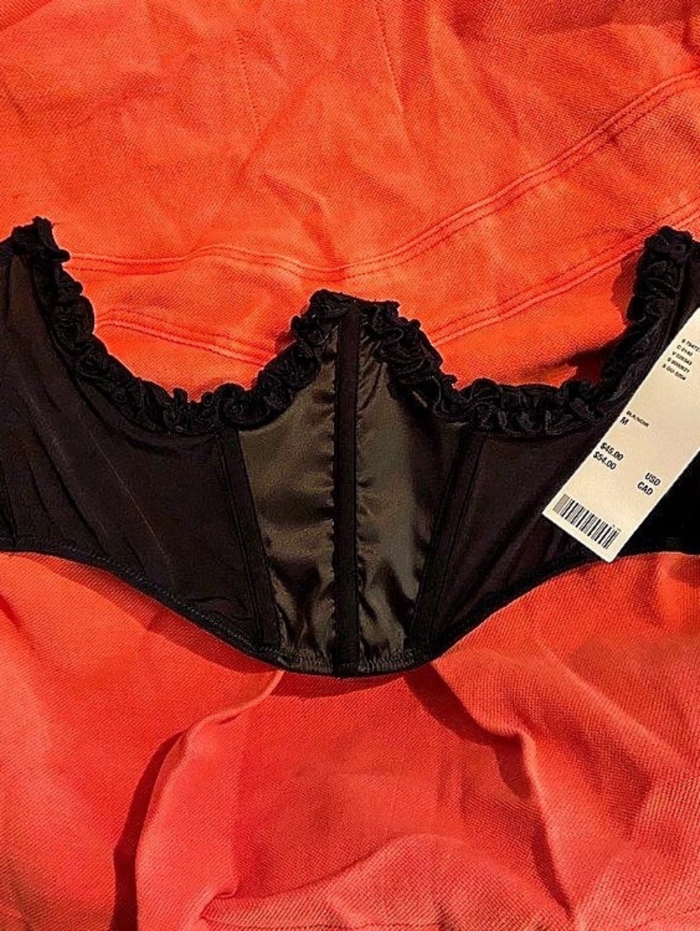 NWT Urban Outfitters Out From Under Ruffle Corset Top Black Medium